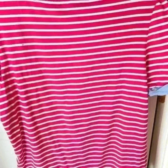 Tommy Hilfiger Tshirt top red white stripe. Denim sleeve trim. - Picture 8 of 8